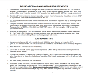 Hy-Pro FP9K-DX-XLT installation requirements for the storage parking lift