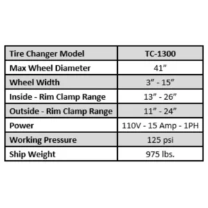 TC-1300 Tiltback Tire Changer Machine sold by www.shoptoolsoutlet.com