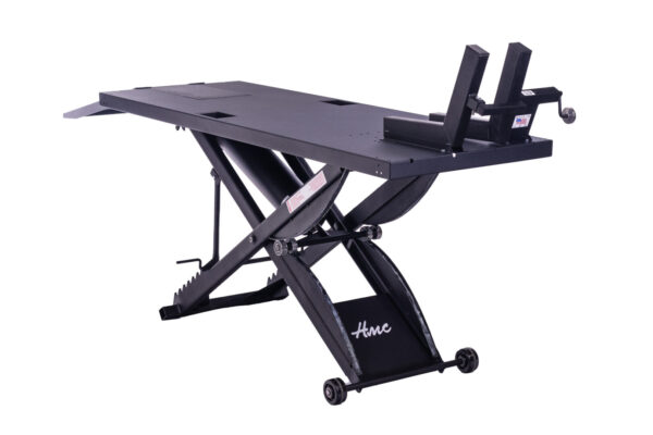 HMC American Made SL-3086 Motorcycle Lift with Cycle Vise in Matte Black Left Side