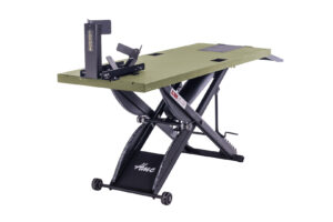 HMC American Made SL-3086 Motorcycle Lift with Wheel Chock in Olive Drab Right Side