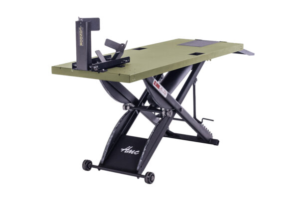 HMC American Made SL-3086 Motorcycle Lift with Wheel Chock in Olive Drab Right Side