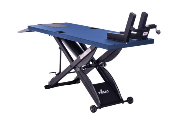 HMC American Made SL-3086 Motorcycle Lift with Cycle Vise in Thunder Blue Left Side