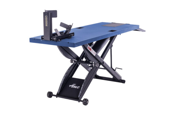 HMC American Made SL-3086 Motorcycle Lift with Condor Wheel Chock in Thunder Blue Right Side