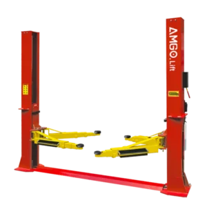AMGO Hydraulics BP-10 Two post floor plate car lift. Perfect for low ceiling installations.