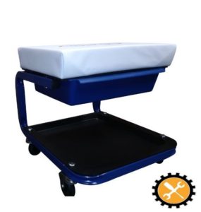 Hy-Pro Shop Seat with an ideal height and excellent rolling ability. Tool tray and pullout drawer included.