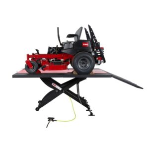 SL-6090 Lawn mower zero turn lift table with Toro zero turn mower side view