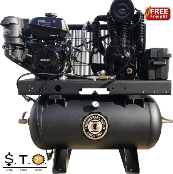 Industrial Gold 14HP Kohler Gas Engine Air Compressor - Platinum Edition