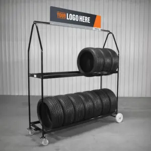 Martins MTD-72 mobile tire display rack for storage and promoting your tire inventory.
