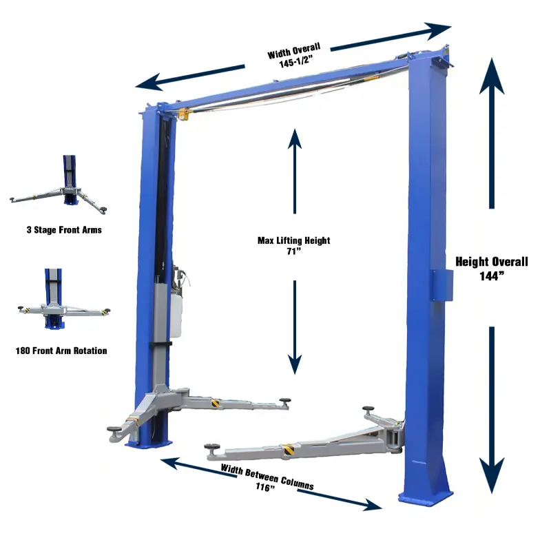 TP11KC-DX 11,000 lb capacity hydraulic car hoist clear floor car lift