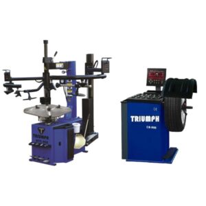 Triumph dual press arm tire changer with wheel balancer combination package deal