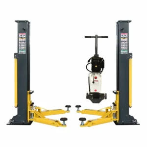 KaTool portable KT-PMRL200 2 post car lift. Rated for 8,000 lbs, rolls in and out. Easy to put away when not needed.