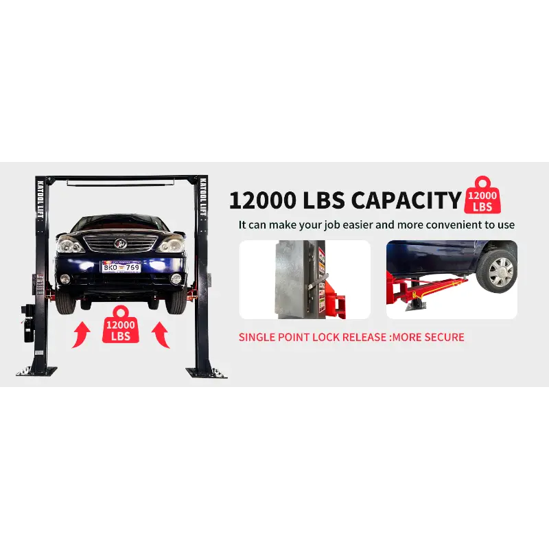 KaTool KT-AM1200SD Hydraulic Car Hoist. 12,000 lb capacity clear floor car lift.