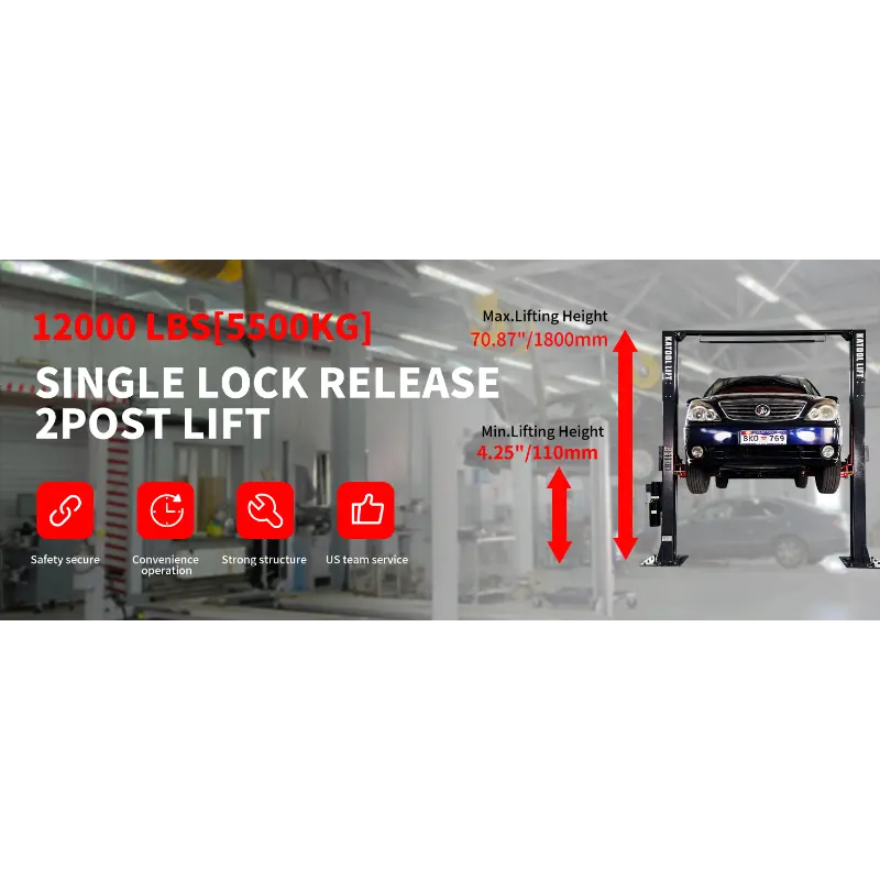 KaTool KT-AM1200SD Hydraulic Car Hoist. 12,000 lb capacity clear floor car lift.