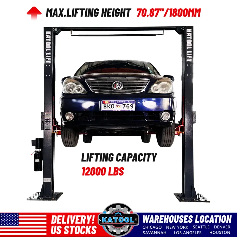 KaTool KT-AM1200SD Hydraulic Car Hoist. 12,000 lb capacity clear floor car lift.
