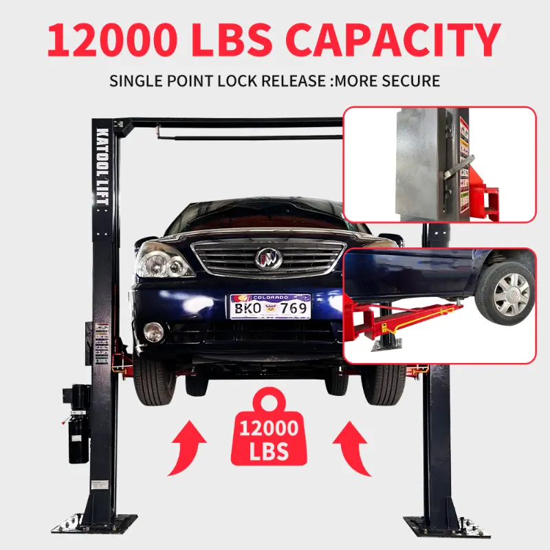 KaTool KT-AM1200SD Hydraulic Car Hoist. 12,000 lb capacity clear floor car lift.