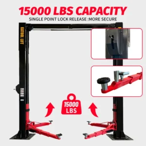 KaTool KT-M150D Hydraulic Car Hoist. 15,000 lb capacity clear floor heavy duty lift.