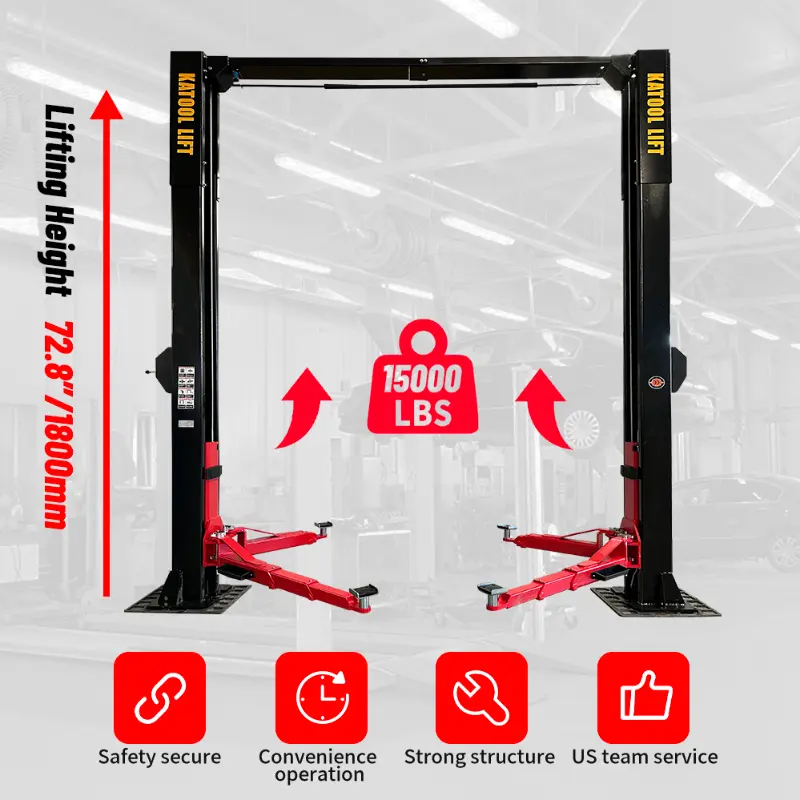 KaTool KT-M150D Hydraulic Car Hoist. 15,000 lb capacity clear floor heavy duty lift.